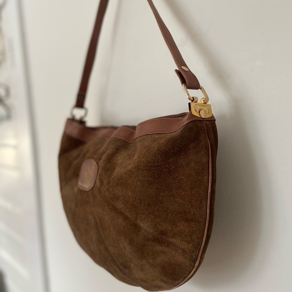 Vintage The Bay Made in Italy Suede Crescent Shoulder Bag - Picture 5 of 12